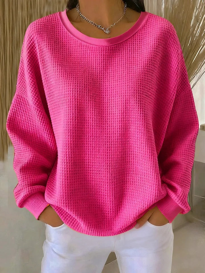 Damski sweter – luźny, wafelkowa struktura