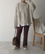 Damski sweter – oversize, z kieszenią, gruby splot
