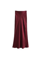Elegancka Satynowa Spódnica Midi dla Kobiet-Skirts-Moda Perla-Moda Perla