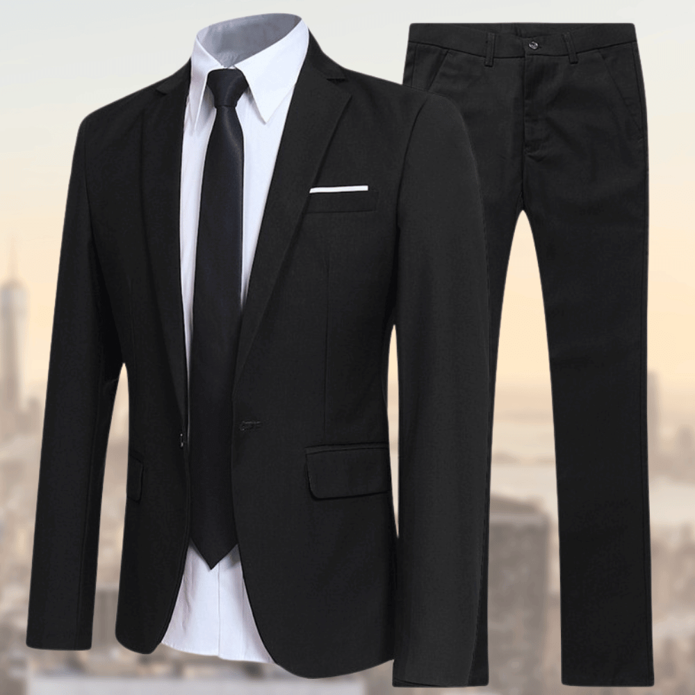 Męski garnitur – dwuczęściowy, slim fit, elegancki