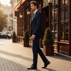 Męski garnitur – dwuczęściowy, slim fit, elegancki