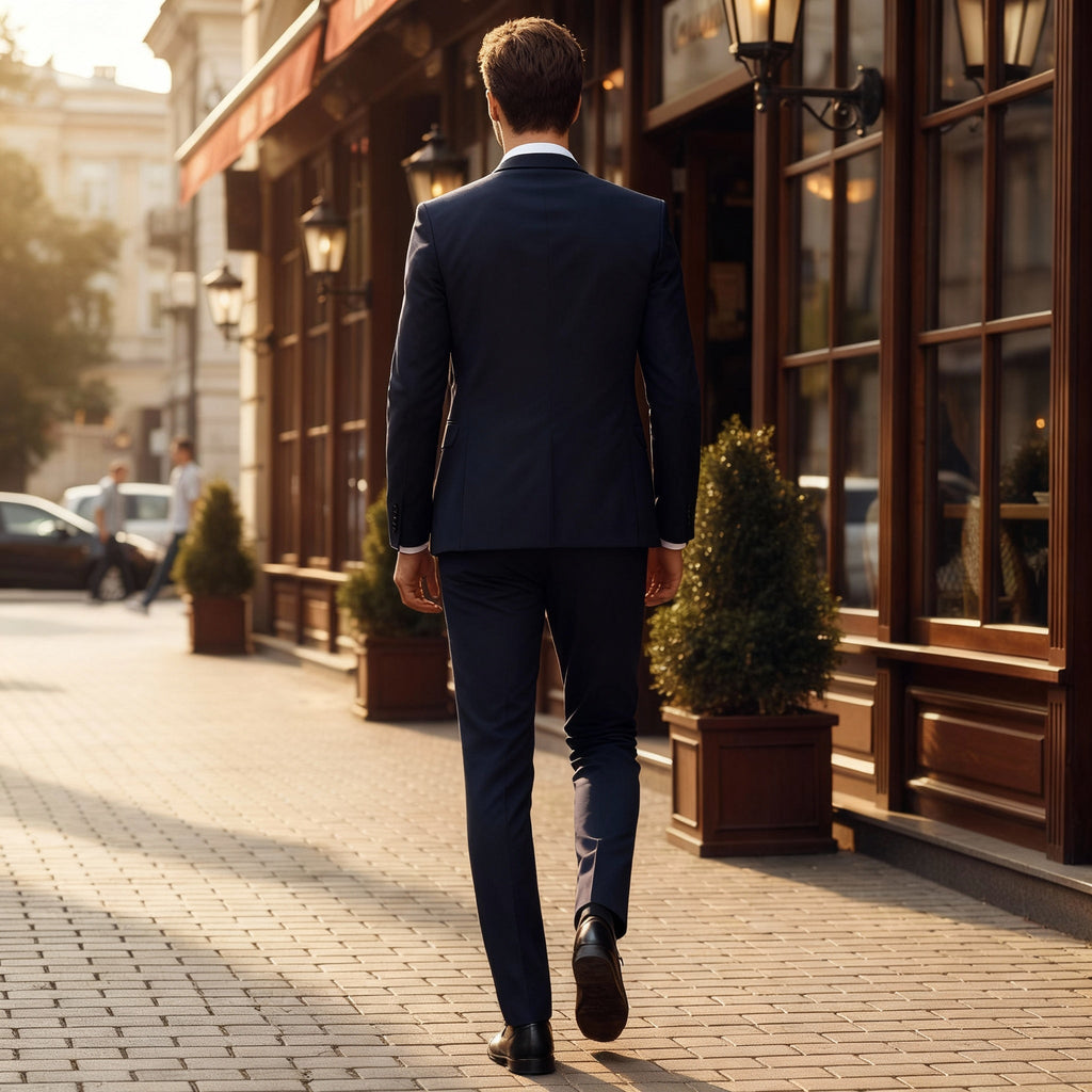 Męski garnitur – dwuczęściowy, slim fit, elegancki