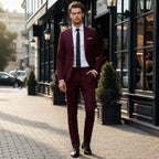 Męski garnitur – dwuczęściowy, slim fit, elegancki