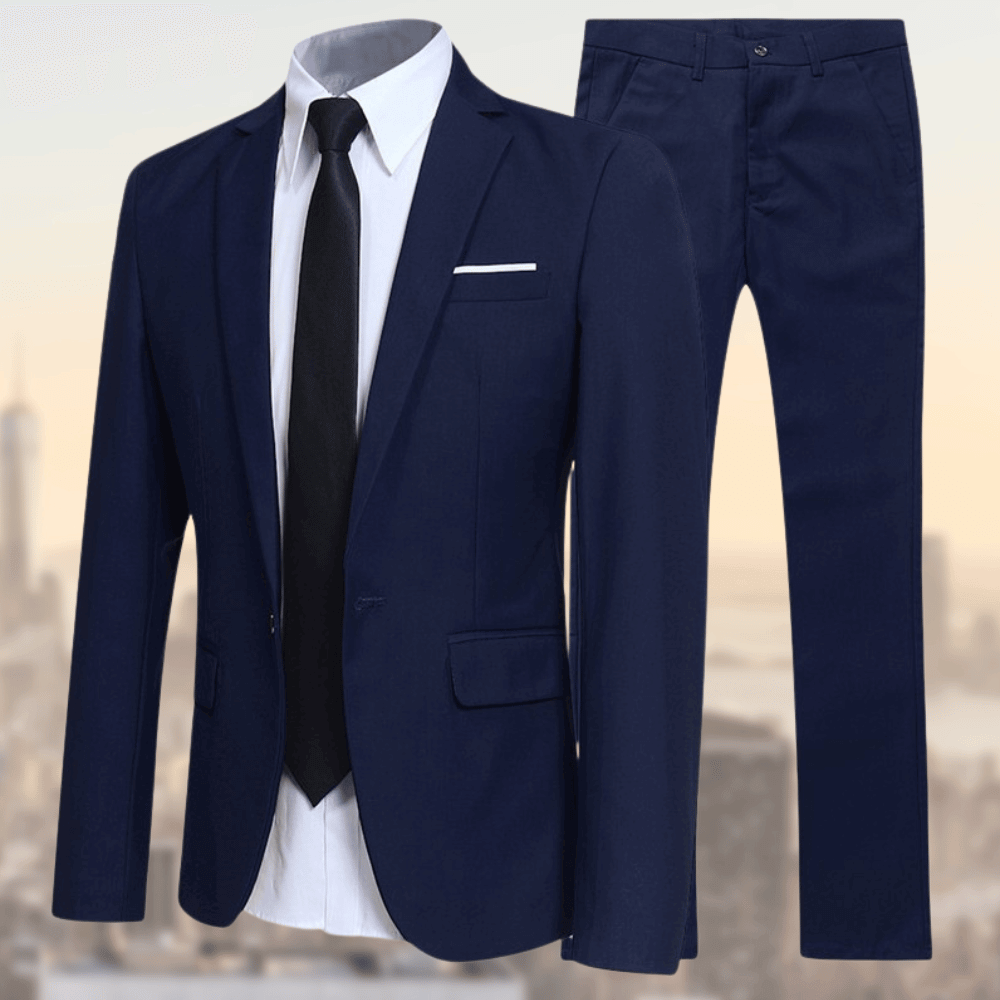 Męski garnitur – dwuczęściowy, slim fit, elegancki