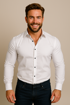 Męska koszula – slim fit, z kieszenią, długi rękaw