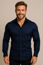 Męska koszula – slim fit, z kieszenią, długi rękaw