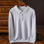 Męski sweter polo – z guzikami, z długim rękawem