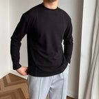 Męski sweter dzianinowy – okrągły dekolt, ze strukturą