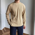 Męski sweter dzianinowy – okrągły dekolt, ze strukturą