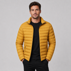 Męska kurtka przejściowa – pikowana, ze stójką, slim fit