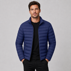 Męska kurtka przejściowa – pikowana, ze stójką, slim fit