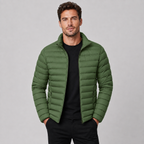 Męska kurtka przejściowa – pikowana, ze stójką, slim fit
