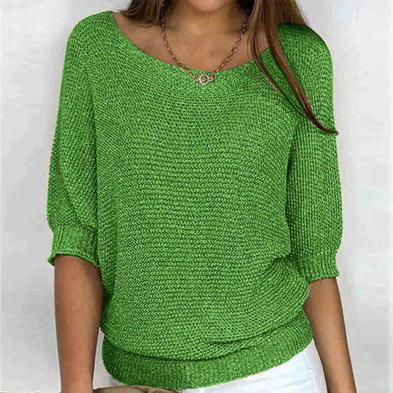 Damski sweter – z dekoltem w łódkę, luźny