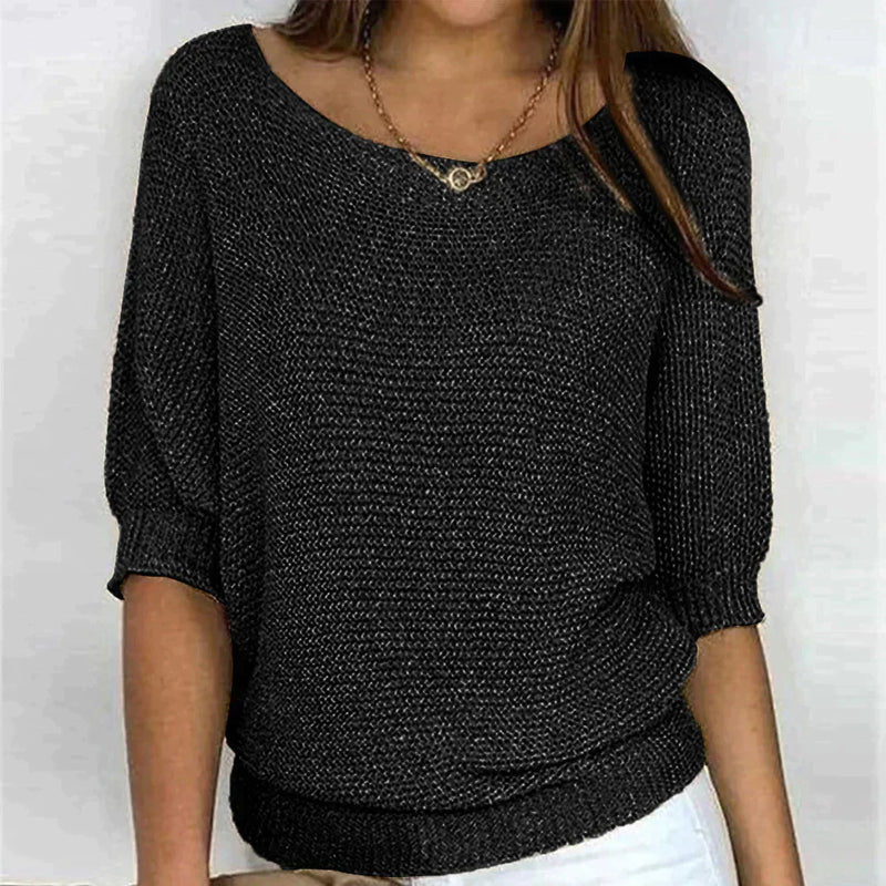 Damski sweter – z dekoltem w łódkę, luźny