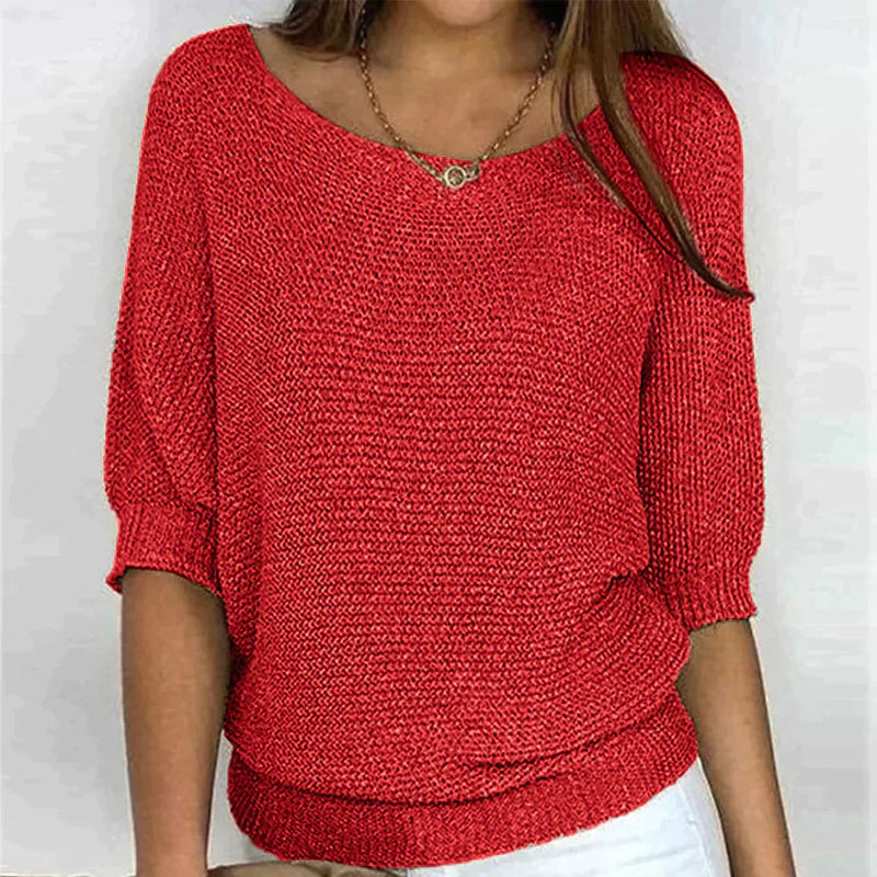 Damski sweter – z dekoltem w łódkę, luźny