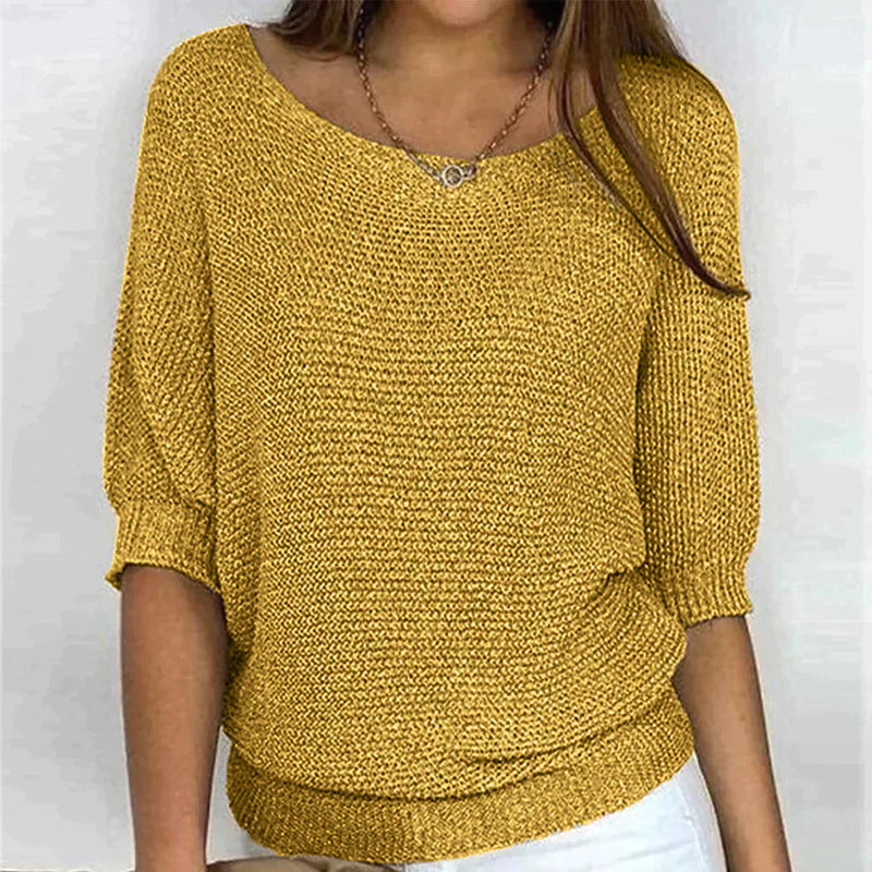 Damski sweter – z dekoltem w łódkę, luźny
