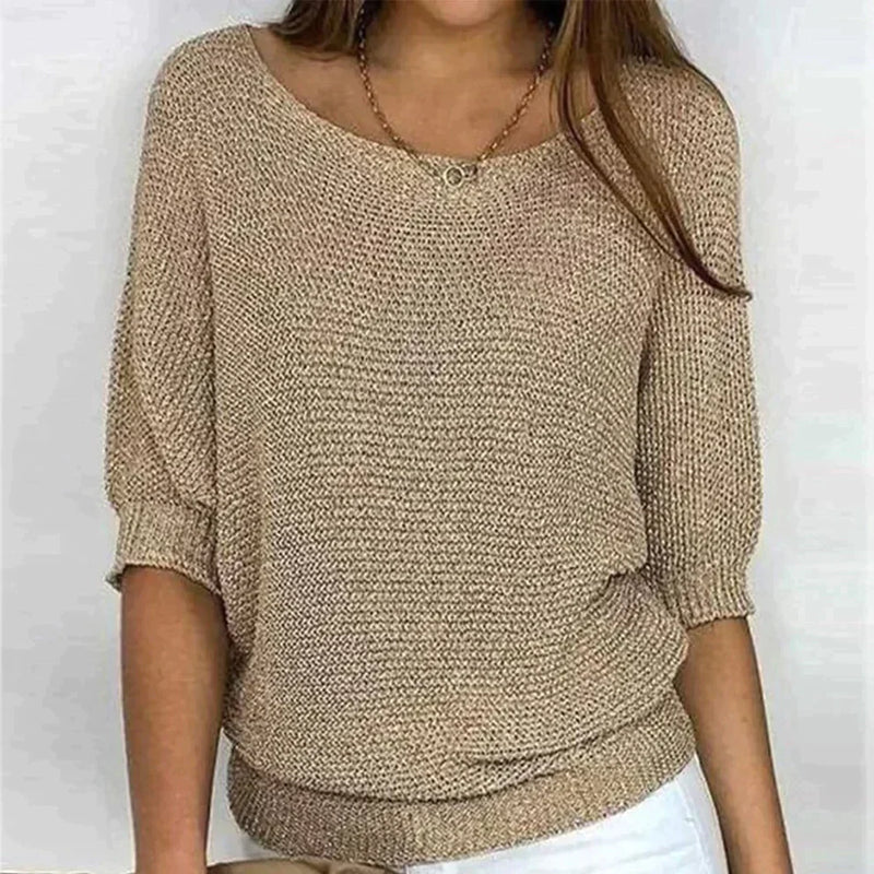 Damski sweter – z dekoltem w łódkę, luźny