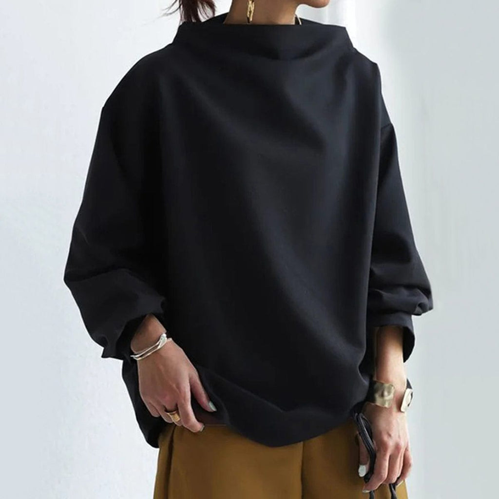 Damski sweter – z wysokim kołnierzem, luźny