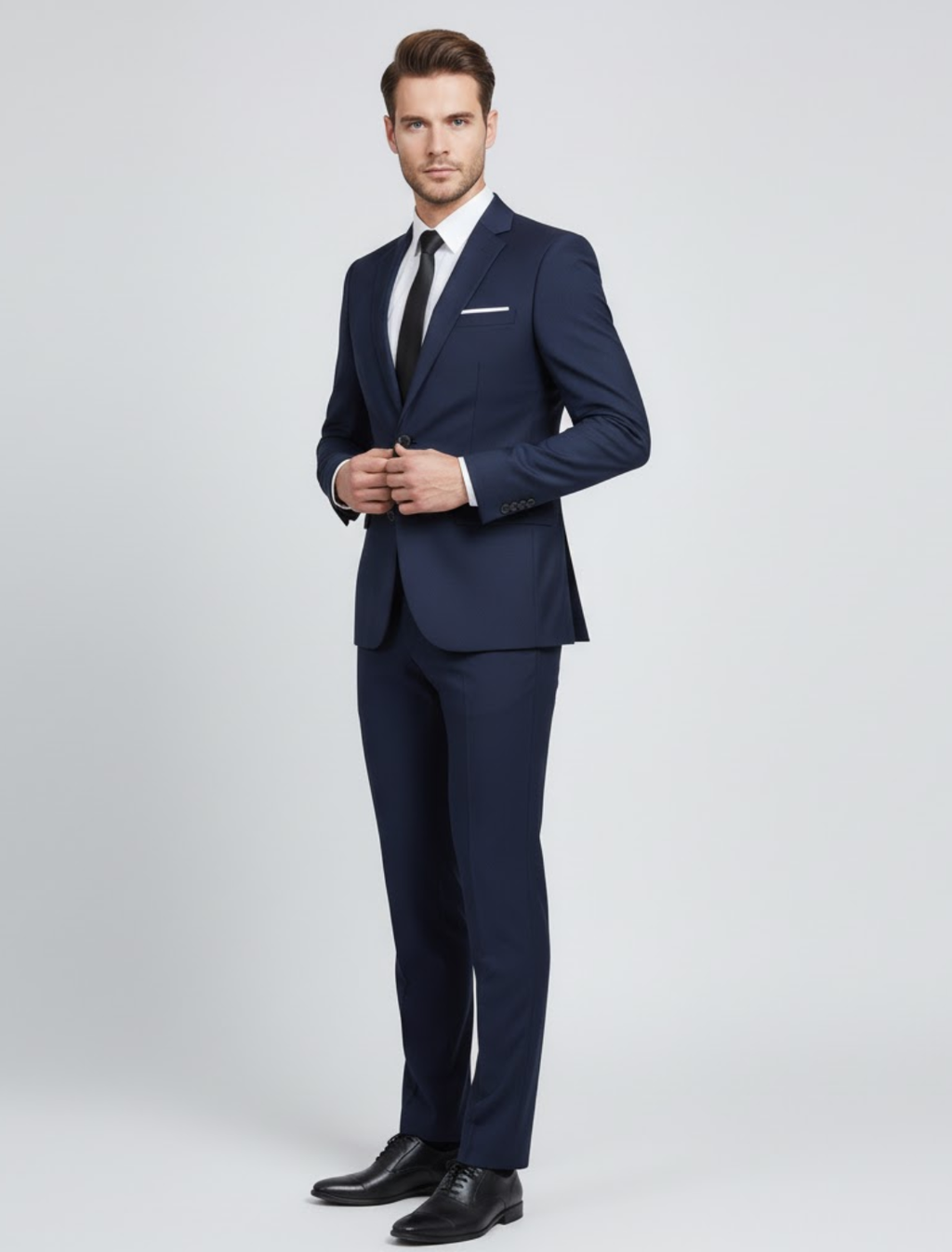 Męski garnitur wizytowy o kroju slim fit