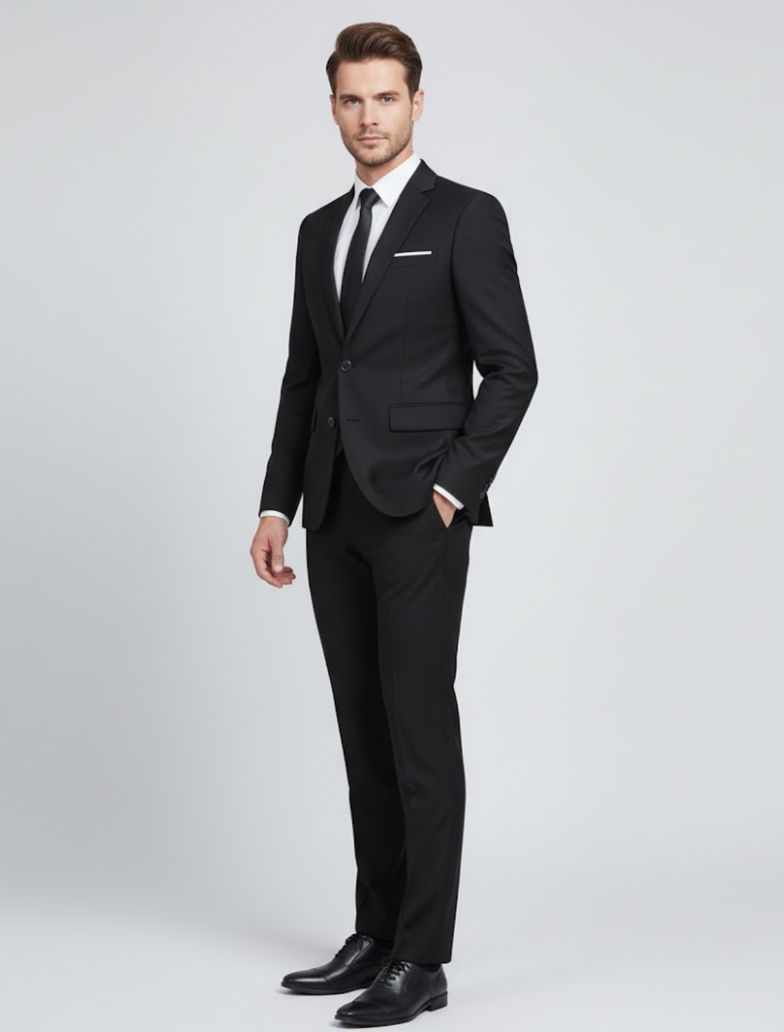 Męski garnitur wizytowy o kroju slim fit