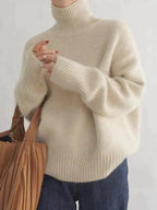 Zimowy Damski Sweter z Dzianiny z Golfem – Ciepły, Wygodny i Stylowy-Sweaters-Moda Perla-Moda Perla