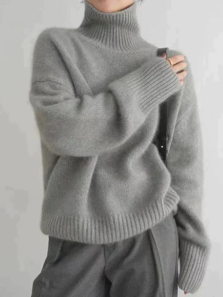 Zimowy Damski Sweter z Dzianiny z Golfem – Ciepły, Wygodny i Stylowy-Sweaters-Moda Perla-Moda Perla