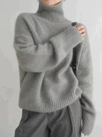 Zimowy Damski Sweter z Dzianiny z Golfem – Ciepły, Wygodny i Stylowy-Sweaters-Moda Perla-Moda Perla