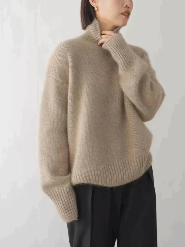 Zimowy Damski Sweter z Dzianiny z Golfem – Ciepły, Wygodny i Stylowy-Sweaters-Moda Perla-Moda Perla