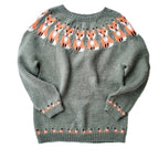 Damski sweter – wzór norweski, okrągły dekolt