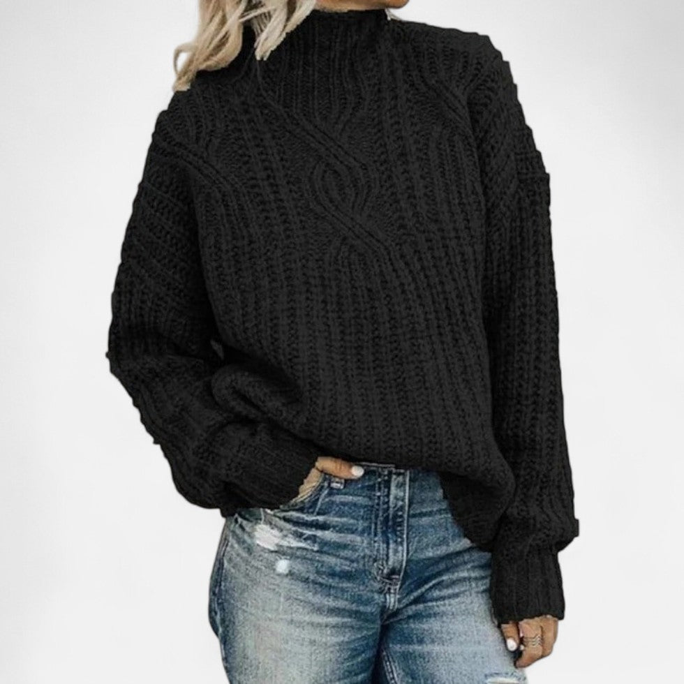 Damski sweter – z wełną, wysoki kołnierz