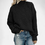 Damski sweter – z wełną, wysoki kołnierz