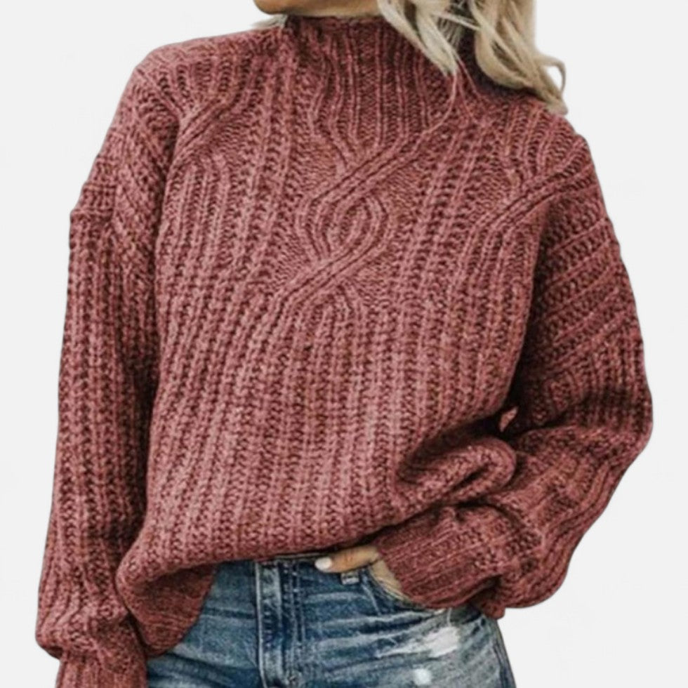 Damski sweter – z wełną, wysoki kołnierz