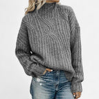 Damski sweter – z wełną, wysoki kołnierz