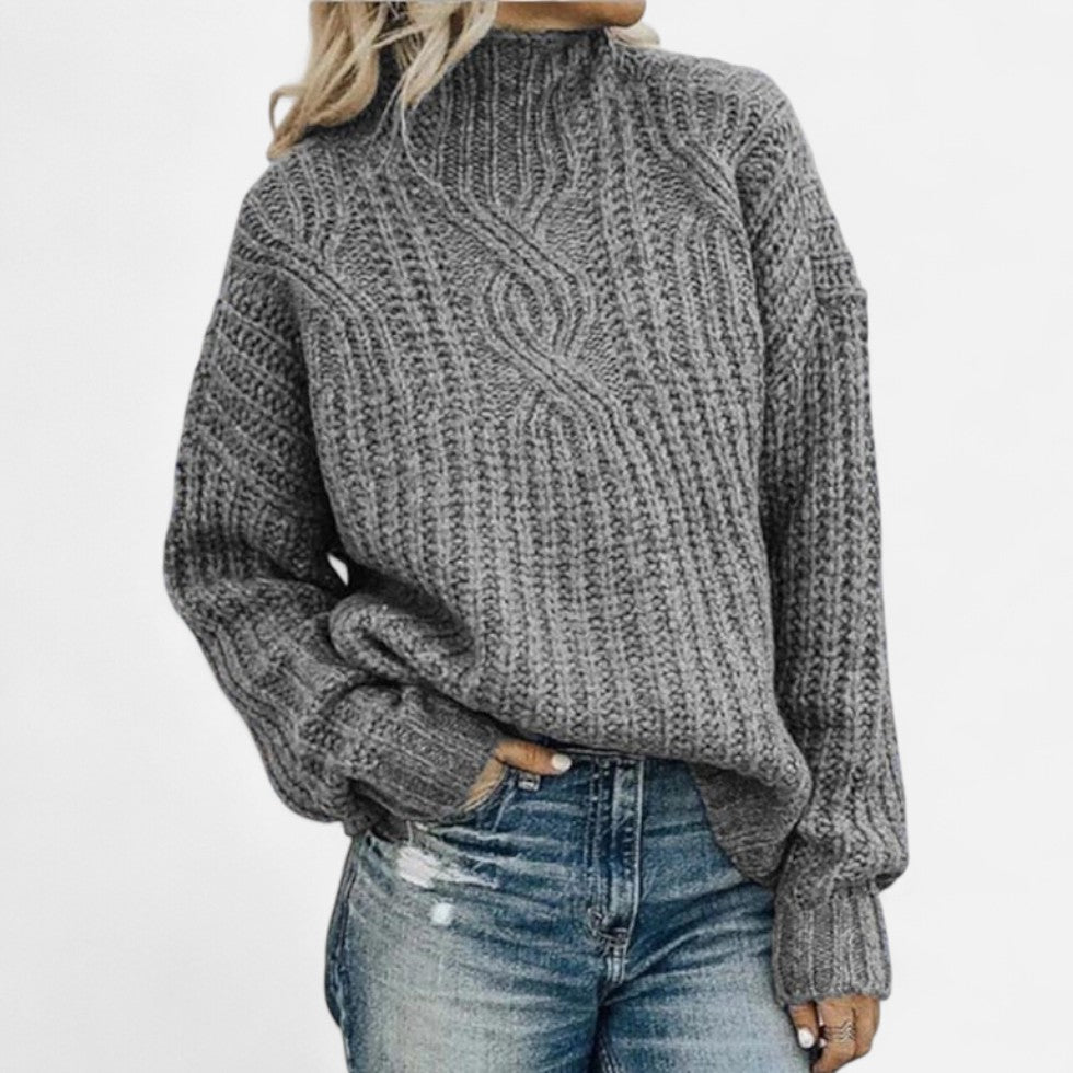 Damski sweter – z wełną, wysoki kołnierz