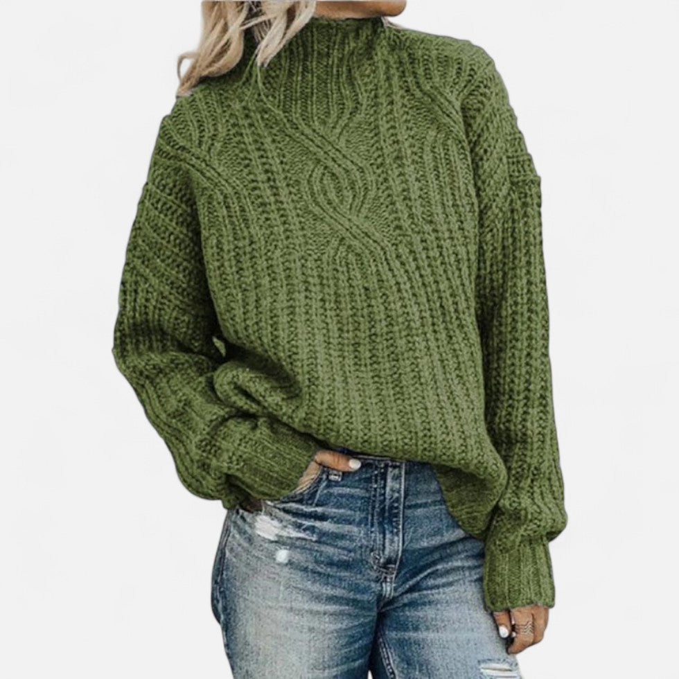Damski sweter – z wełną, wysoki kołnierz