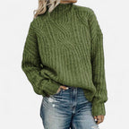 Damski sweter – z wełną, wysoki kołnierz